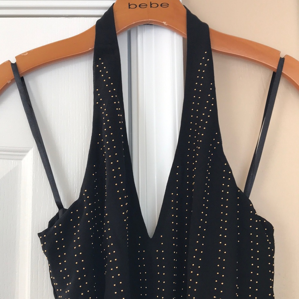 NEW BEBE HALTER HI-LOW STUDDED DRESS. - Picture 2 of 5